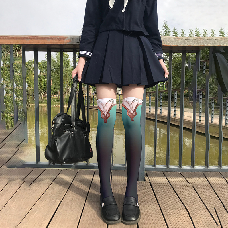 Cute Pattern Tights Over-Knee Socks with Geometric Design